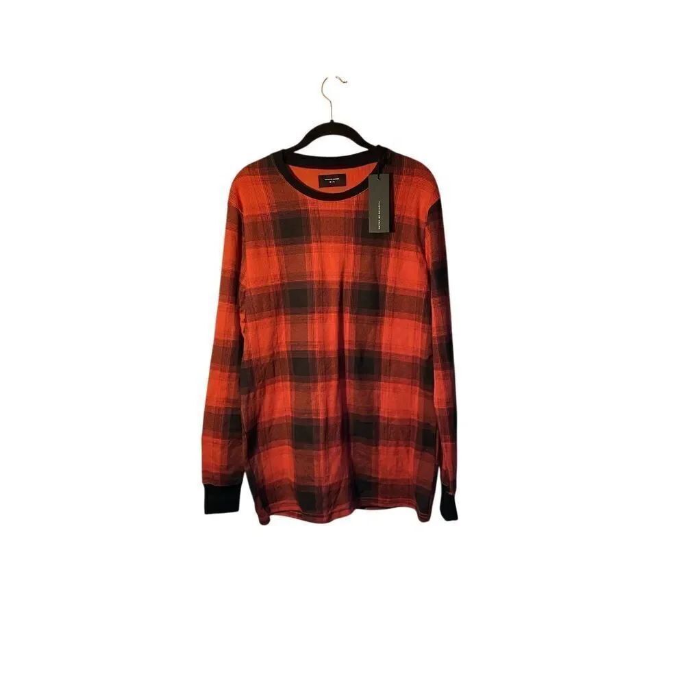 NWT cotton on men’s red and black long sleeve checkered plaid shirt S/M
